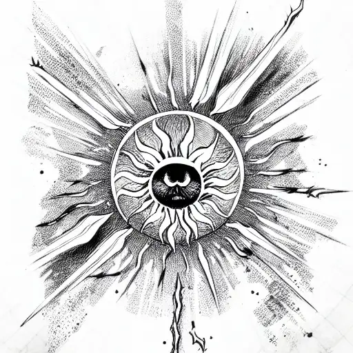 sun and blood tattoo design idea