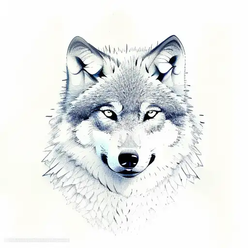 wolf from narrow leaves tattoo design idea