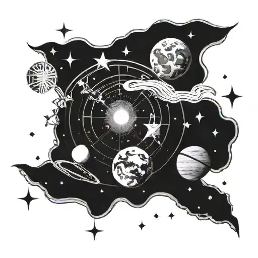 A blackwork tattoo of the night sky over San Diego, with the constellations of Scorpio and your favorite planets subtly incorporated into the design tattoo design idea