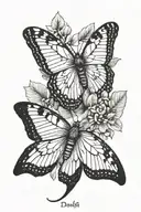 atlas moth and a monarch butterfly with the names Donnie and Evan to go on the inside of upper arm  tattoo design idea