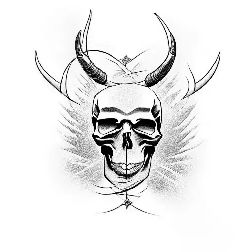 he tattoo could be a medium-sized piece, perhaps on your upper arm or upper back. The skull with horns would be the cent tattoo design idea