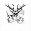 he tattoo could be a medium-sized piece, perhaps on your upper arm or upper back. The skull with horns would be the cent tattoo design idea
