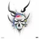 he tattoo could be a medium-sized piece, perhaps on your upper arm or upper back. The skull with horns would be the cent tattoo design idea
