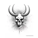 he tattoo could be a medium-sized piece, perhaps on your upper arm or upper back. The skull with horns would be the cent tattoo design idea