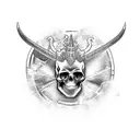 he tattoo could be a medium-sized piece, perhaps on your upper arm or upper back. The skull with horns would be the cent tattoo design idea