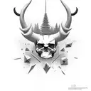 he tattoo could be a medium-sized piece, perhaps on your upper arm or upper back. The skull with horns would be the cent tattoo design idea