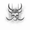 he tattoo could be a medium-sized piece, perhaps on your upper arm or upper back. The skull with horns would be the cent tattoo design idea