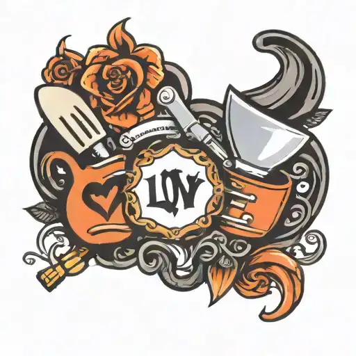 love spelled by cooking utensils  tattoo design idea