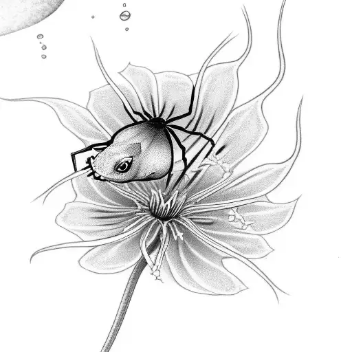 spider lily with Betta fish  tattoo design idea