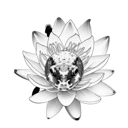 waterlily with Betta fish  tattoo design idea
