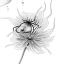 spider lily with Betta fish  tattoo design idea