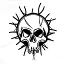 skull with Crown of thorns tattoo design idea