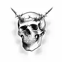skull with Crown of thorns tattoo design idea