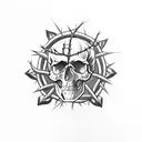 skull with Crown of thorns tattoo design idea