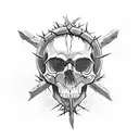 skull with Crown of thorns tattoo design idea