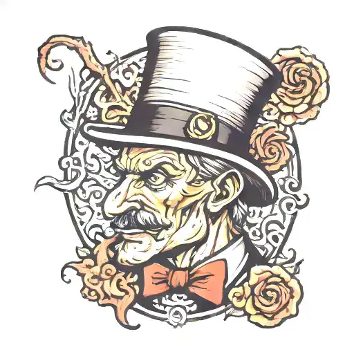 meat was with top hat  tattoo design idea