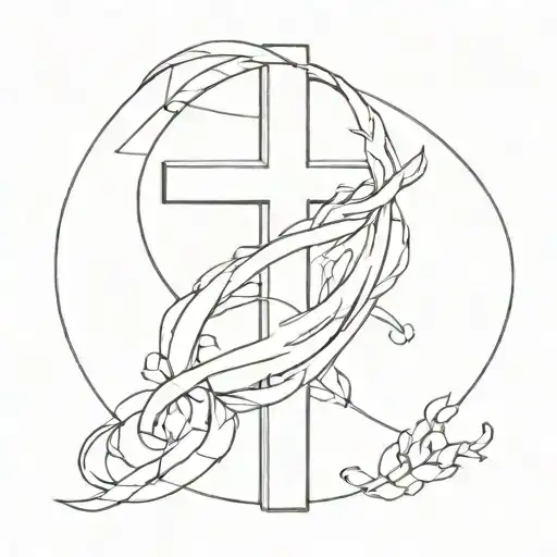 surrender with cross tattoo design idea