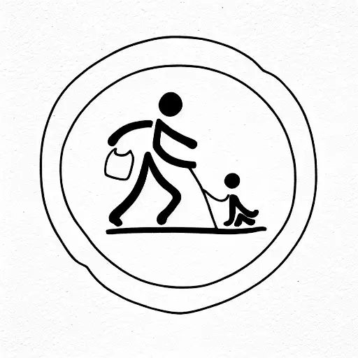 a memory of my grand parents with initial R and A walking with grandson tattoo design idea