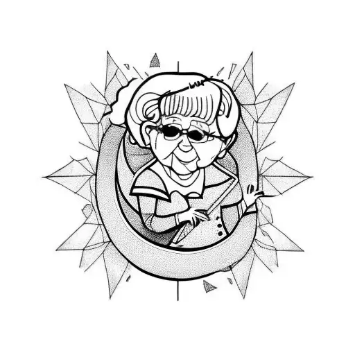 Grandma walking with grandson tattoo design idea