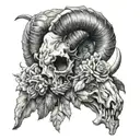Aries ram skull surrounded tattoo design idea