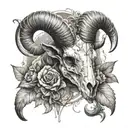 Aries ram skull surrounded tattoo design idea
