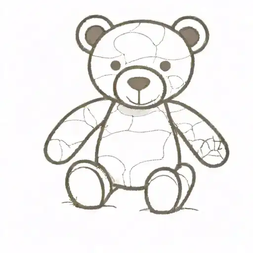 Teddy Bare that has been patched and sewn together after years of use tattoo design idea
