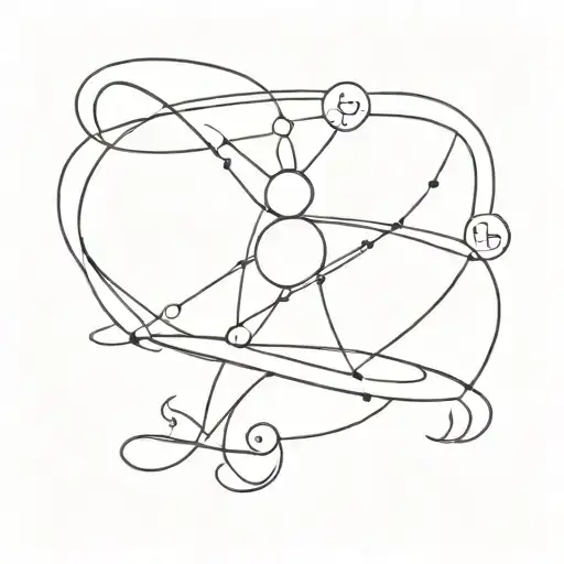 A minimalist tattoo design of a Gemini zodiac sign intertwined with a UFO flying tattoo design idea