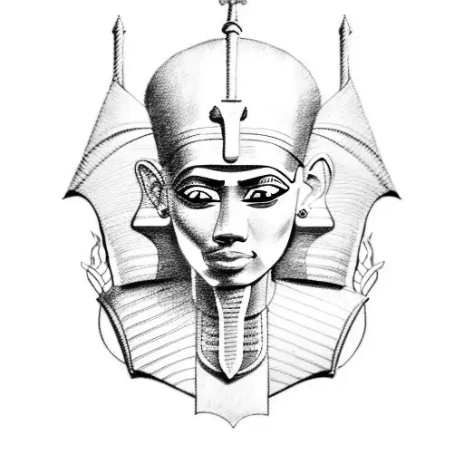 A sketch-style tattoo of an Egyptian pharaoh participating in a shooting competition tattoo design idea