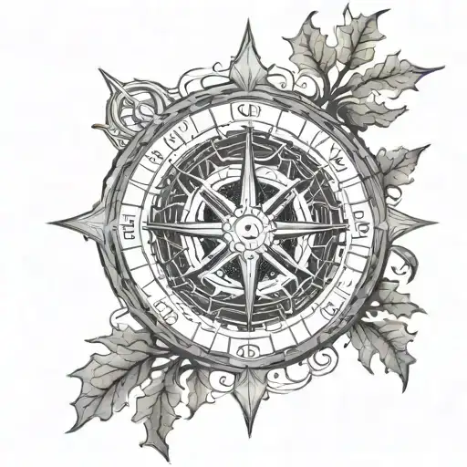 nordic compass on Yggdrassil tattoo design idea