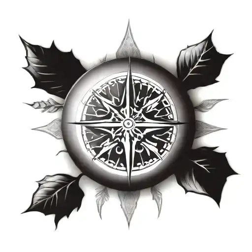 nordic compass with Yggdrassil  tattoo design idea
