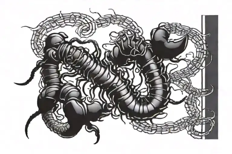 centipede and blue amber wrapped tattoo design idea
