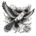 flying mockingbird tattoo design idea