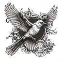 flying mockingbird tattoo design idea