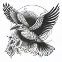 flying mockingbird tattoo design idea
