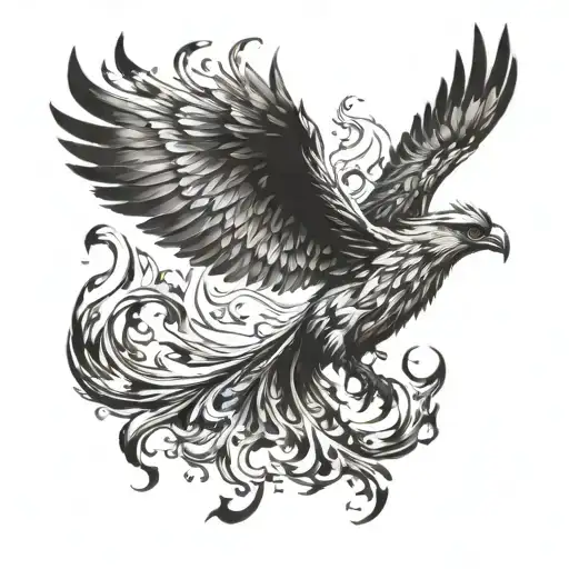 Phoenix rising in flames tattoo design idea