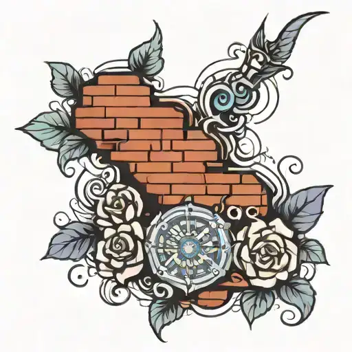 brick wall tattoo design idea