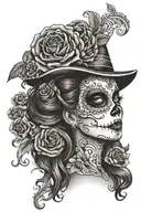 day of the dead pin up doll tattoo design idea