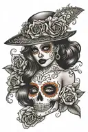 day of the dead pin up doll tattoo design idea