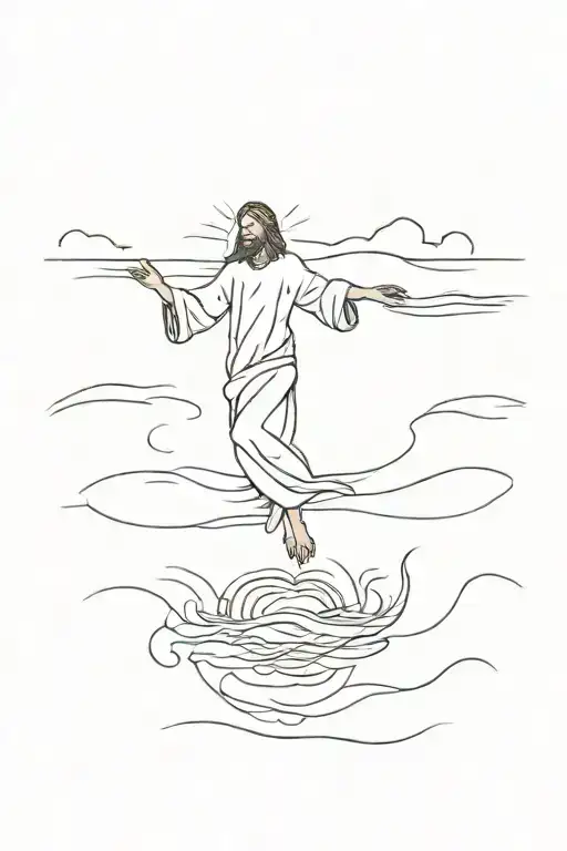 Jesus walking on water tattoo design idea