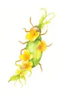 lightning bug with april and september flowers intertwined tattoo design idea