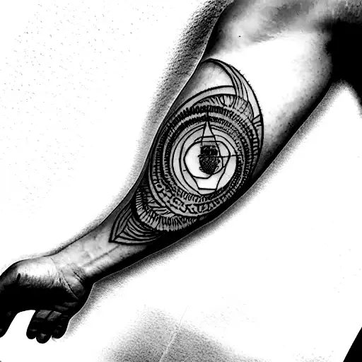 full sleeve with themes of philosophy, balance, knowledge, nature, and alchemy tattoo design idea