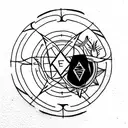 tarot card style tattoo with themes of philosophy, balance, knowledge, nature, and alchemy tattoo design idea