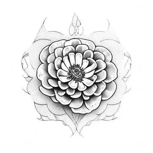 zinnia flowers and guitar tattoo design idea