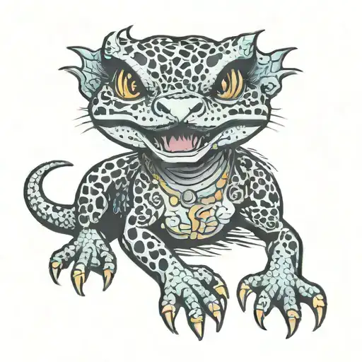 leopard gecko witchy tattoo design idea