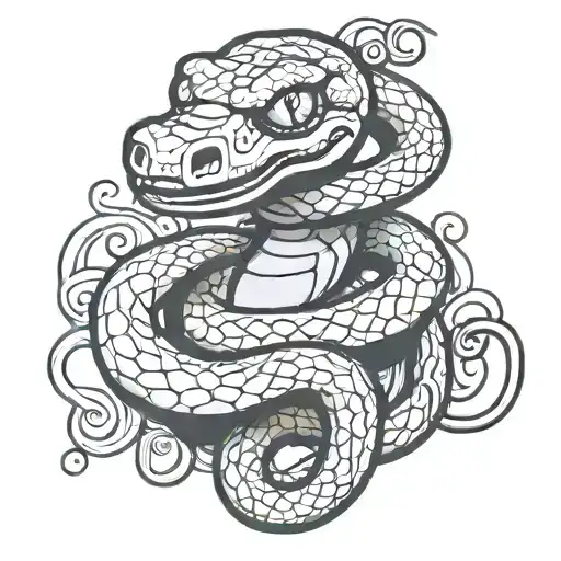 friendly snake witchy style  tattoo design idea