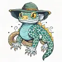 leopard gecko witchy tattoo design idea