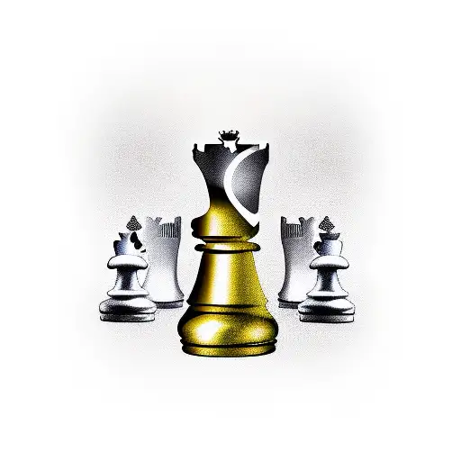 realistic chess king piece tattoo design idea