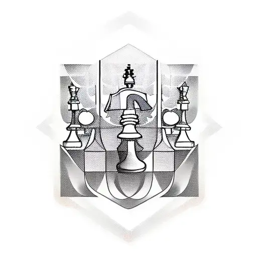 aesthetic realistic chess king piece tattoo design idea