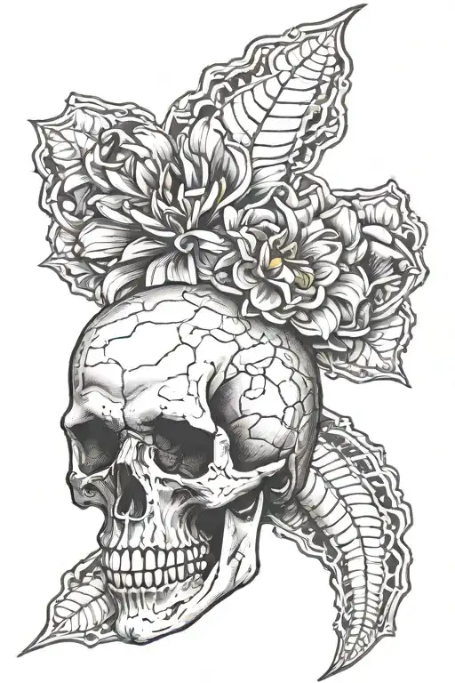 hand of the skull  tattoo design idea