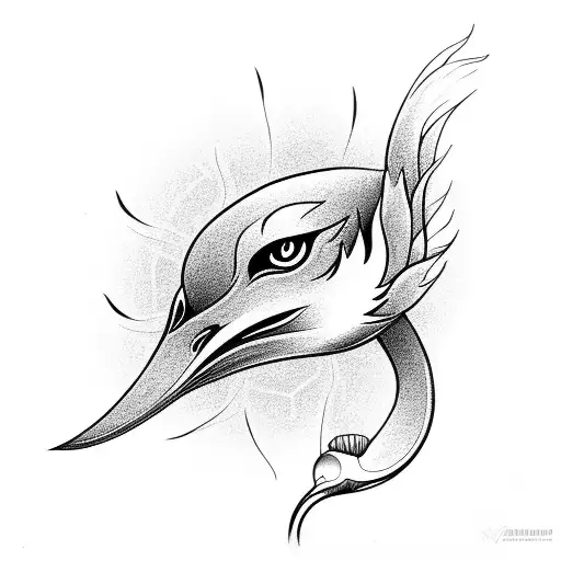 fine line phoenix guarding a lotus tattoo design idea